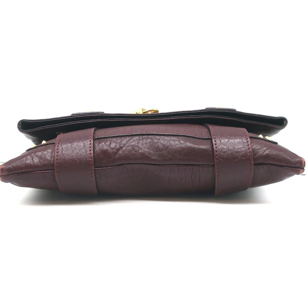 Marc Jacobs Padlock Flap Clutch Burgundy Grained Leather Small Bag - Picture 6 of 10